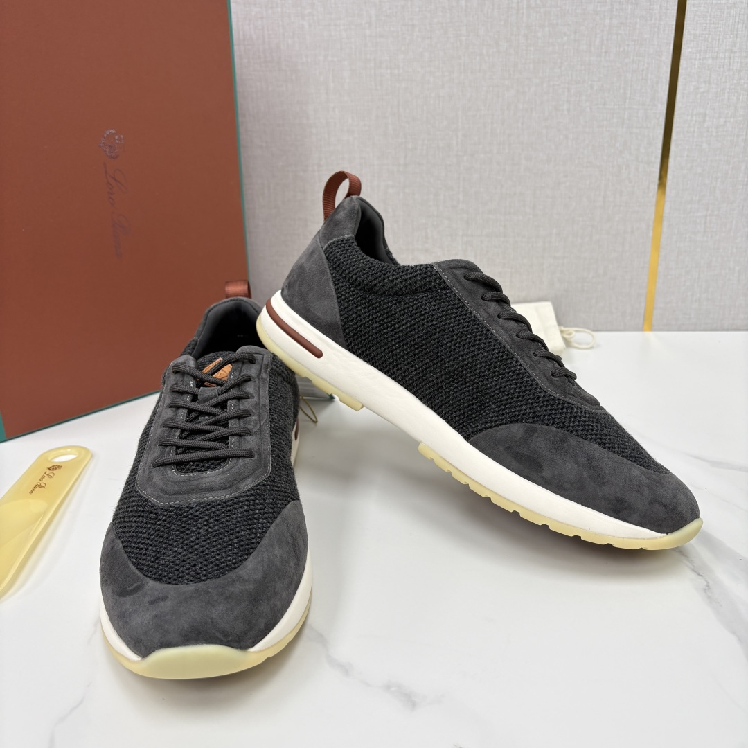 💋💍LP 家新品   Loro Pian*   诺悠*翩雅   Week End Walk 男士科技网布拼接反毛皮休闲运