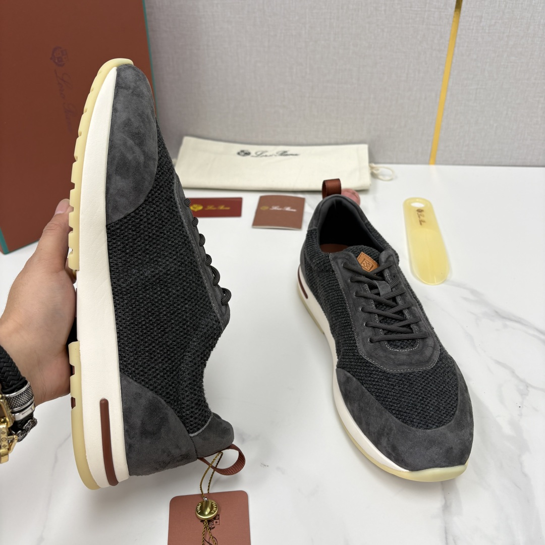 💋💍LP 家新品   Loro Pian*   诺悠*翩雅   Week End Walk 男士科技网布拼接反毛皮休闲运