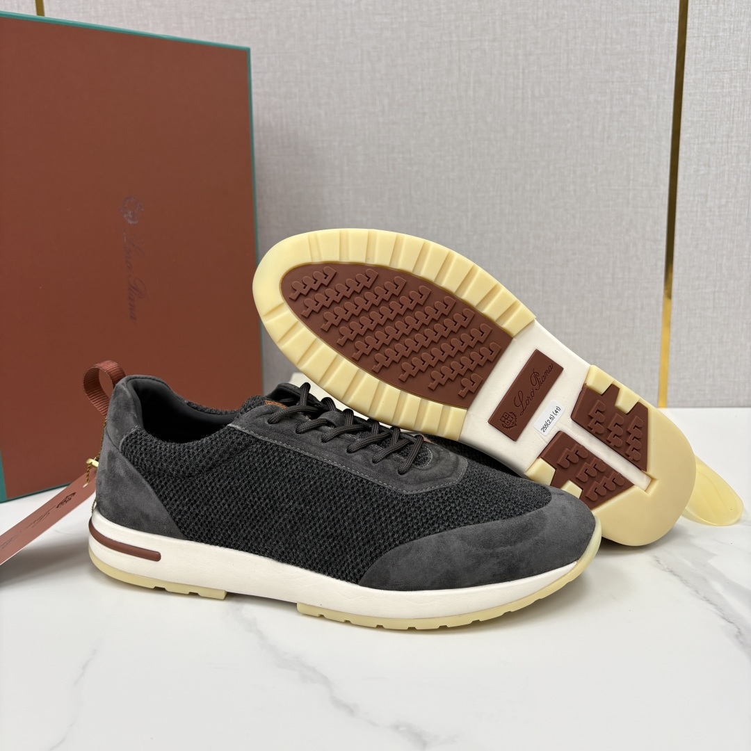 💋💍LP 家新品   Loro Pian*   诺悠*翩雅   Week End Walk 男士科技网布拼接反毛皮休闲运