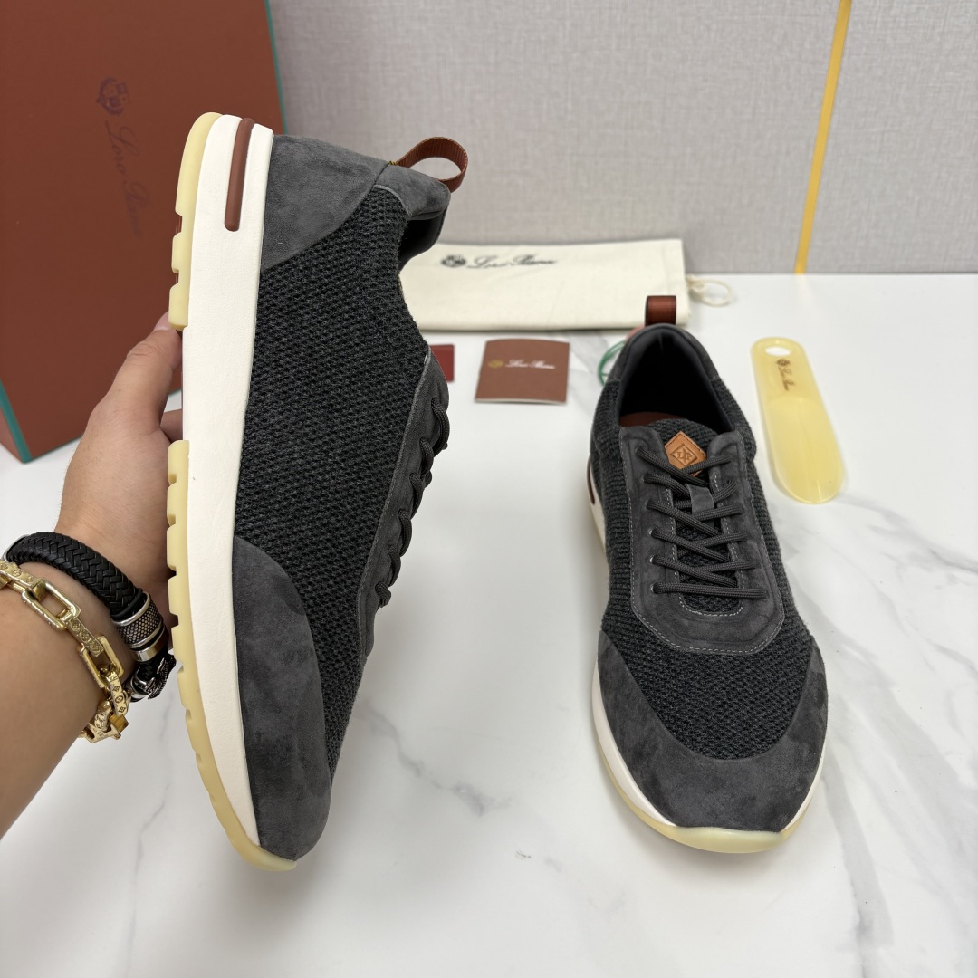 💋💍LP 家新品   Loro Pian*   诺悠*翩雅   Week End Walk 男士科技网布拼接反毛皮休闲运