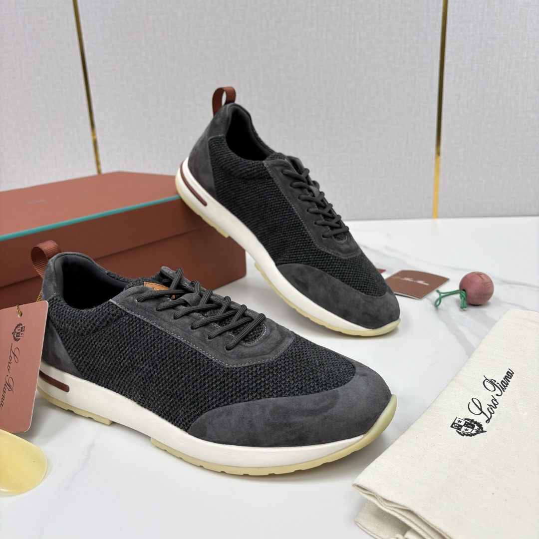 💋💍LP 家新品   Loro Pian*   诺悠*翩雅   Week End Walk 男士科技网布拼接反毛皮休闲运