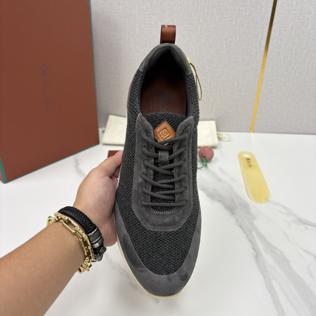 💋💍LP 家新品   Loro Pian*   诺悠*翩雅   Week End Walk 男士科技网布拼接反毛皮休闲运
