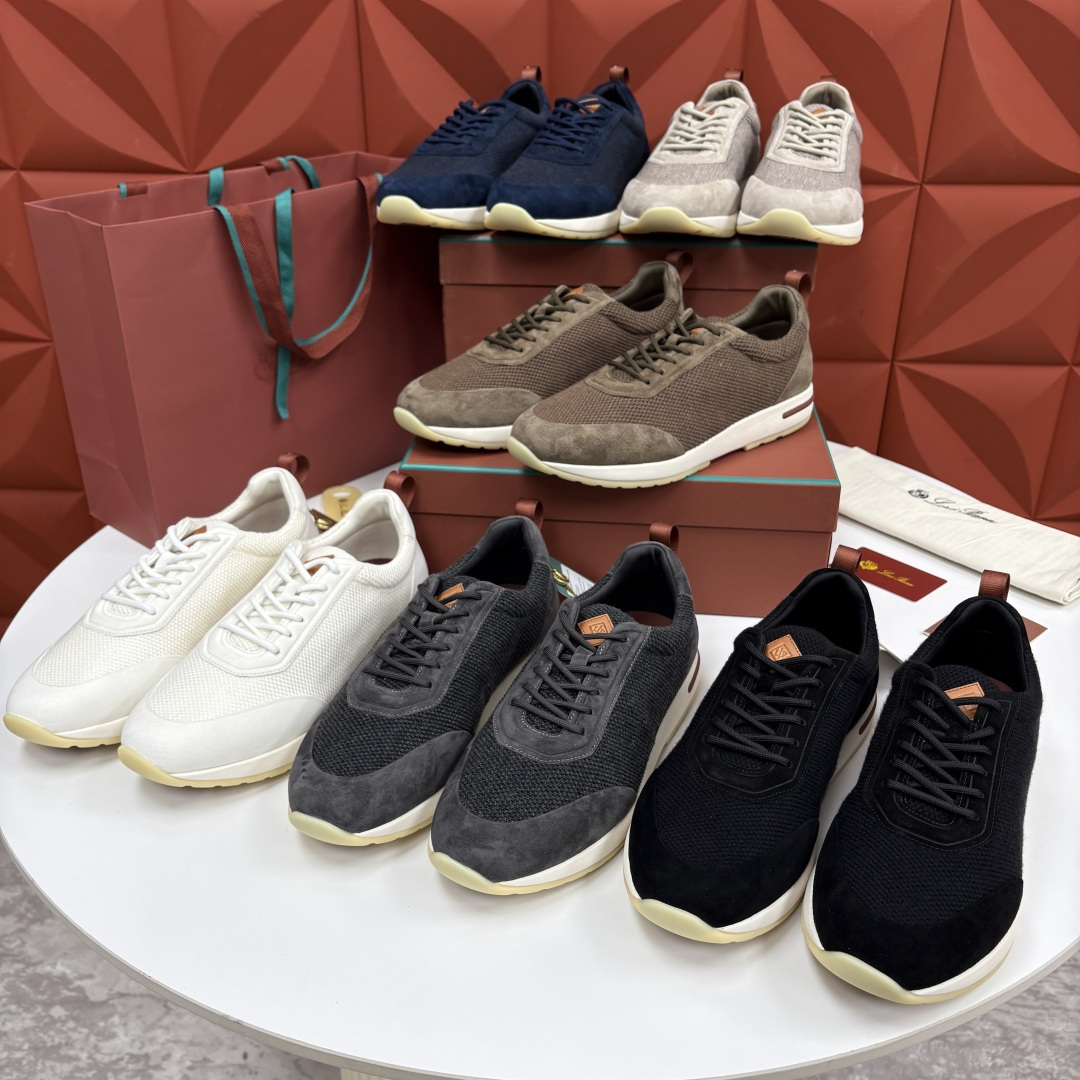 💋💍LP 家新品   Loro Pian*   诺悠*翩雅   Week End Walk 男士科技网布拼接反毛皮休闲运
