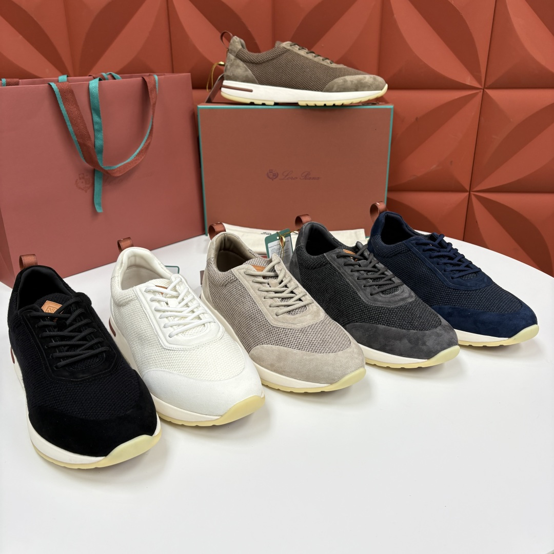 💋💍LP 家新品   Loro Pian*   诺悠*翩雅   Week End Walk 男士科技网布拼接反毛皮休闲运