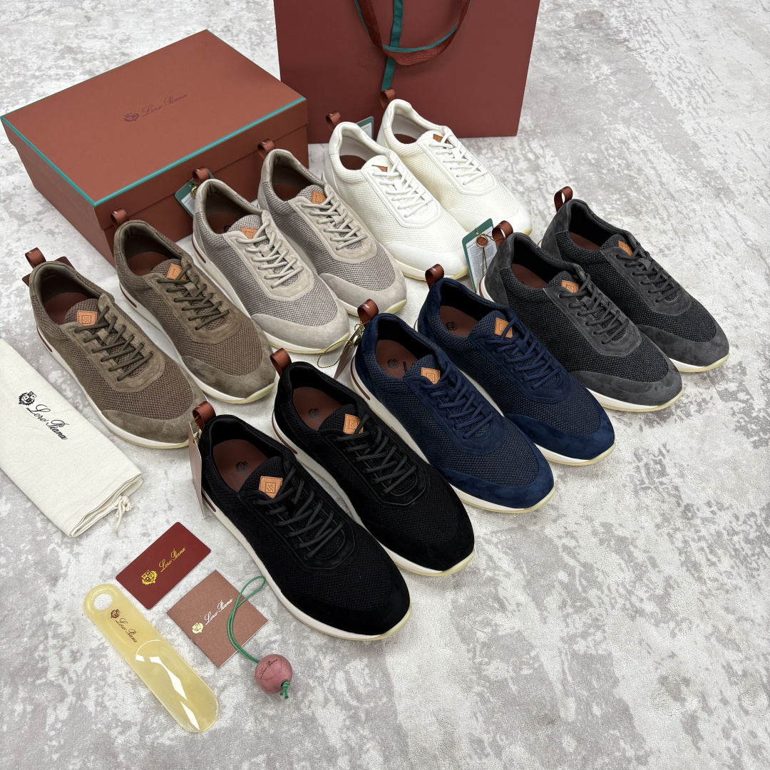 💋💍LP 家新品   Loro Pian*   诺悠*翩雅   Week End Walk 男士科技网布拼接反毛皮休闲运