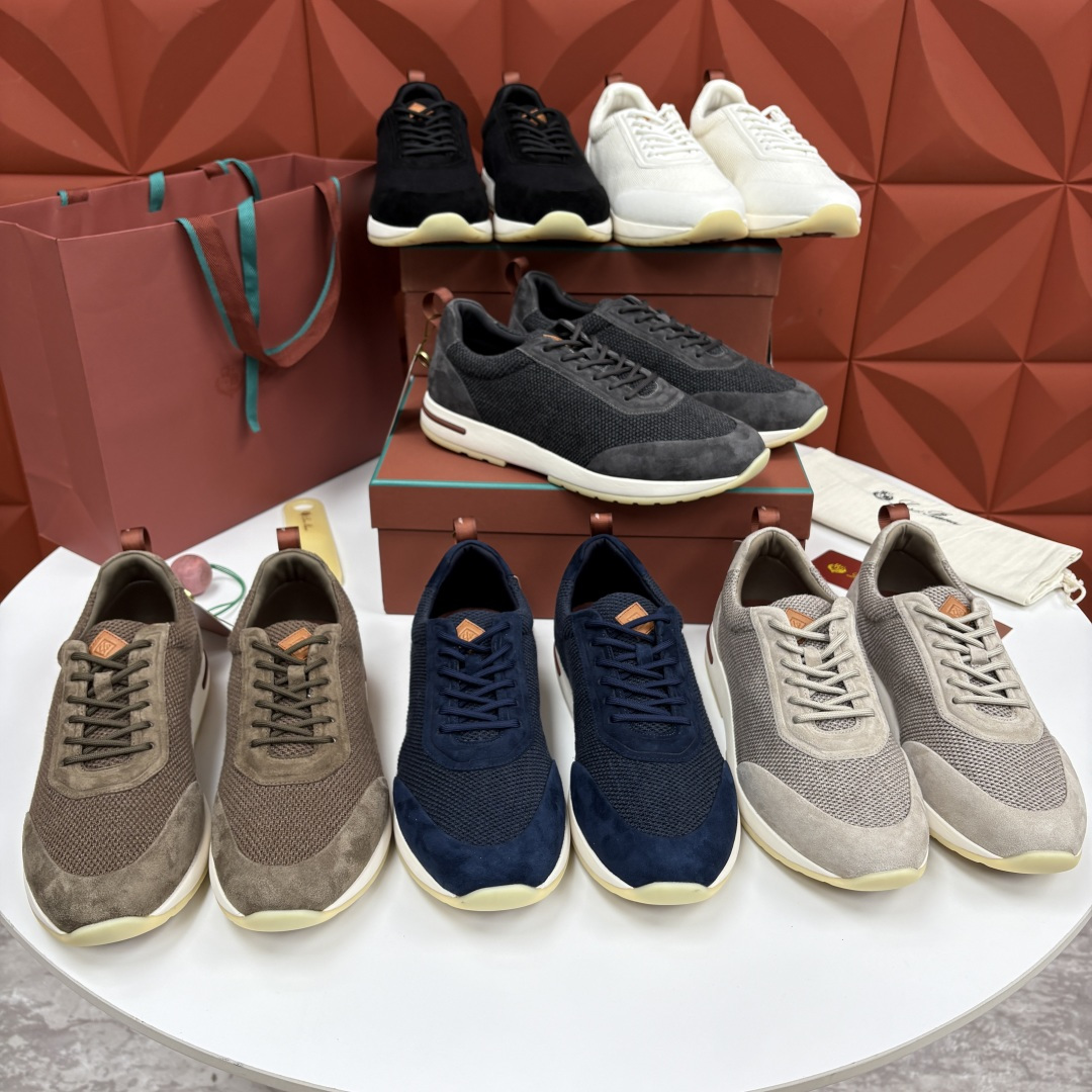 💋💍LP 家新品   Loro Pian*   诺悠*翩雅   Week End Walk 男士科技网布拼接反毛皮休闲运