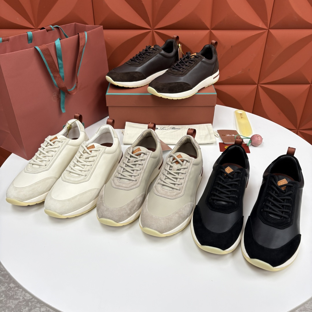 💋💍LP 家新品   Loro Pian*   诺悠*翩雅   Week End Walk 男士牛皮拼接反毛皮休闲运动鞋