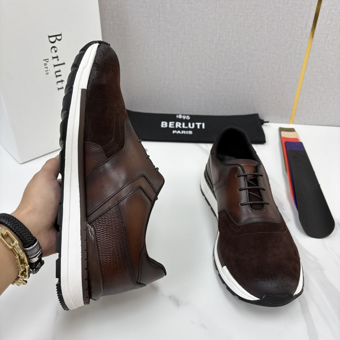 💋💍Berlut* 布鲁提 升级版第四代私模大底 Fast Track皮革运动鞋  官方定制款 13,500  最新款男