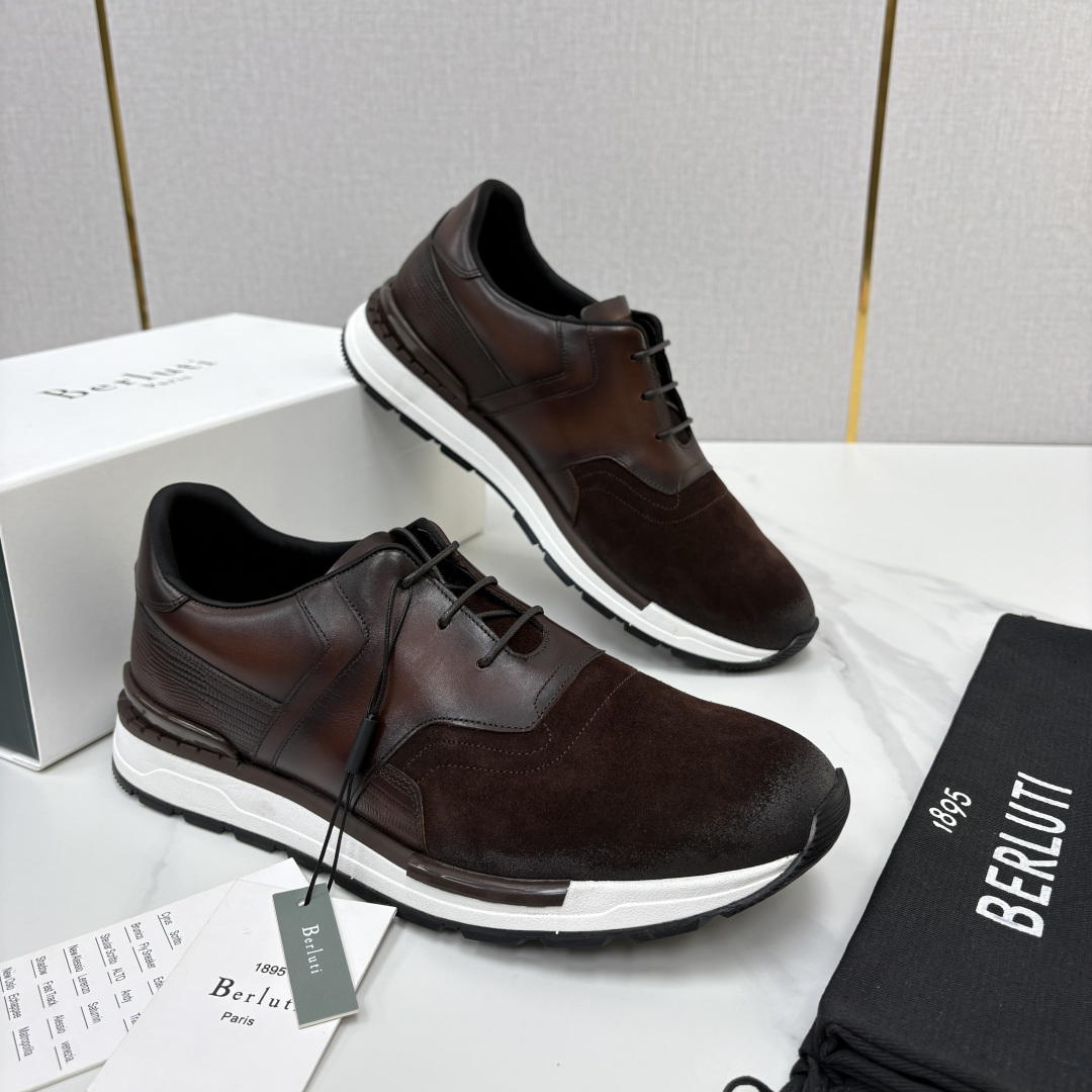 💋💍Berlut* 布鲁提 升级版第四代私模大底 Fast Track皮革运动鞋  官方定制款 13,500  最新款男