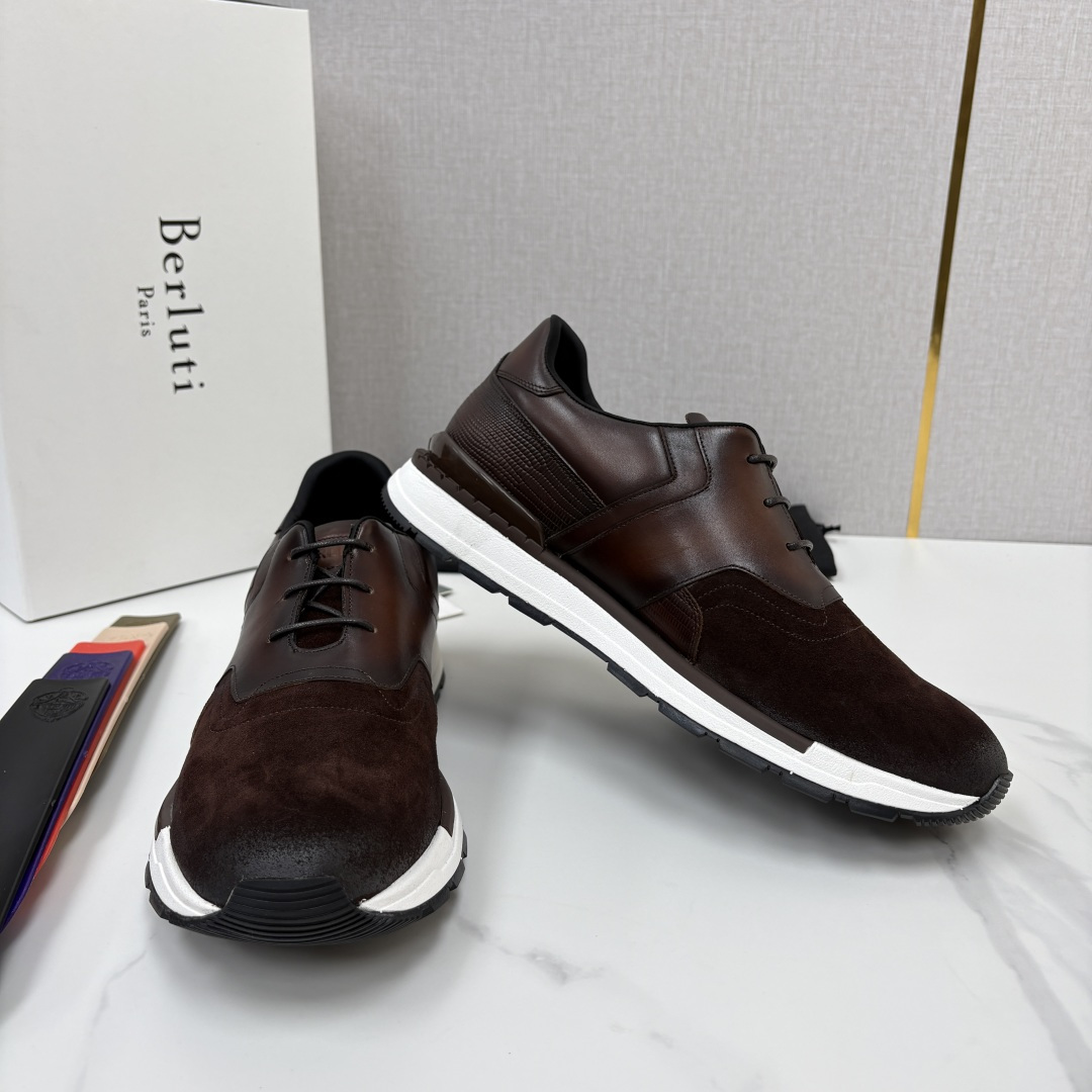 💋💍Berlut* 布鲁提 升级版第四代私模大底 Fast Track皮革运动鞋  官方定制款 13,500  最新款男