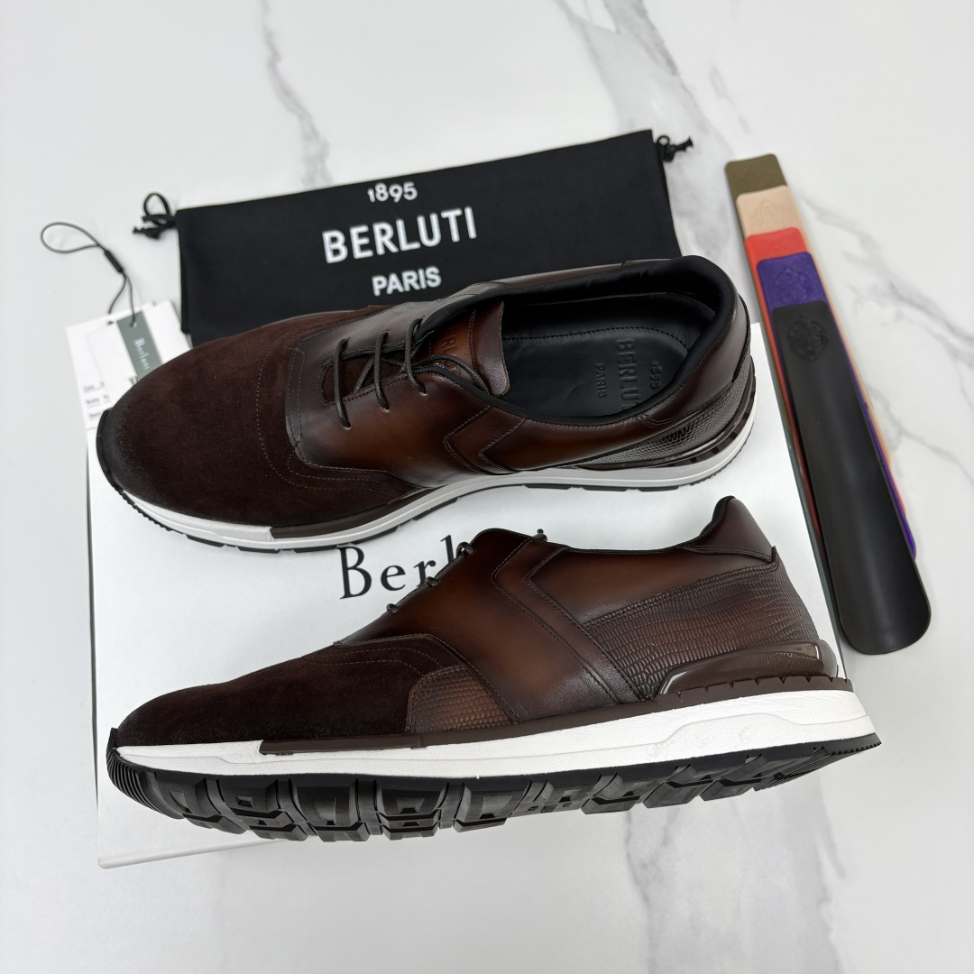 💋💍Berlut* 布鲁提 升级版第四代私模大底 Fast Track皮革运动鞋  官方定制款 13,500  最新款男
