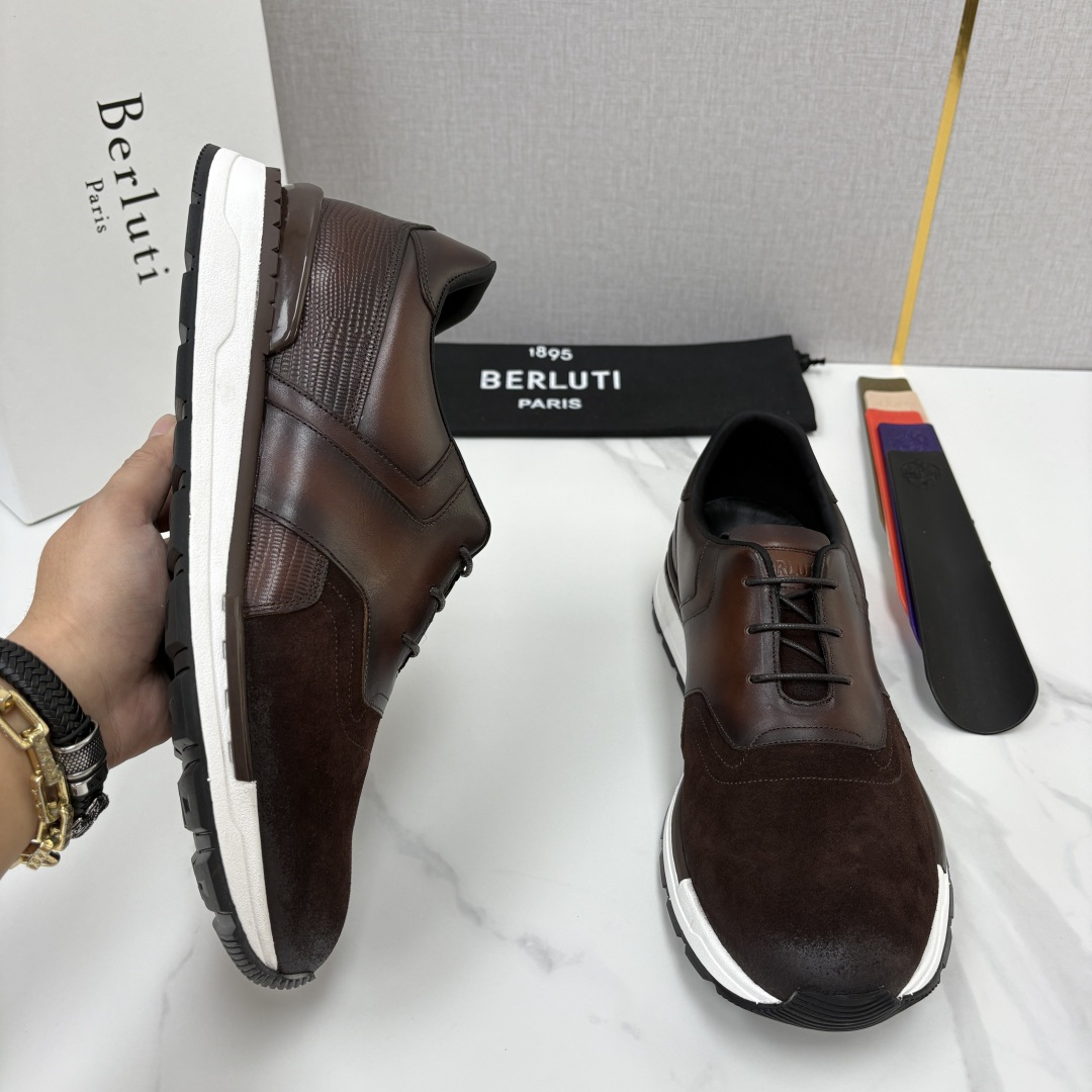 💋💍Berlut* 布鲁提 升级版第四代私模大底 Fast Track皮革运动鞋  官方定制款 13,500  最新款男