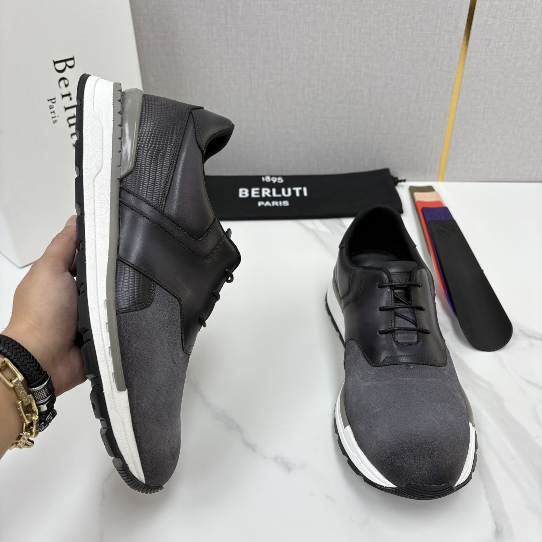 💋💍Berlut* 布鲁提 升级版第四代私模大底 Fast Track皮革运动鞋  官方定制款 13,500  最新款男