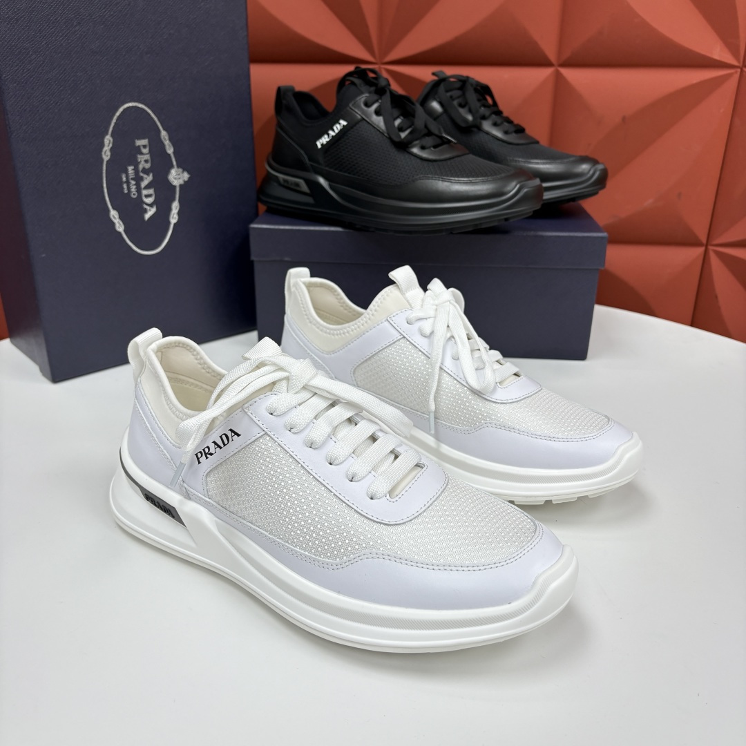 💋💍P 家新品  Prad* 普拉-达   新款男士小牛皮拼网布运动鞋出货！ 莞产猛货。机能风休闲鞋 | 豪门贵公子的“