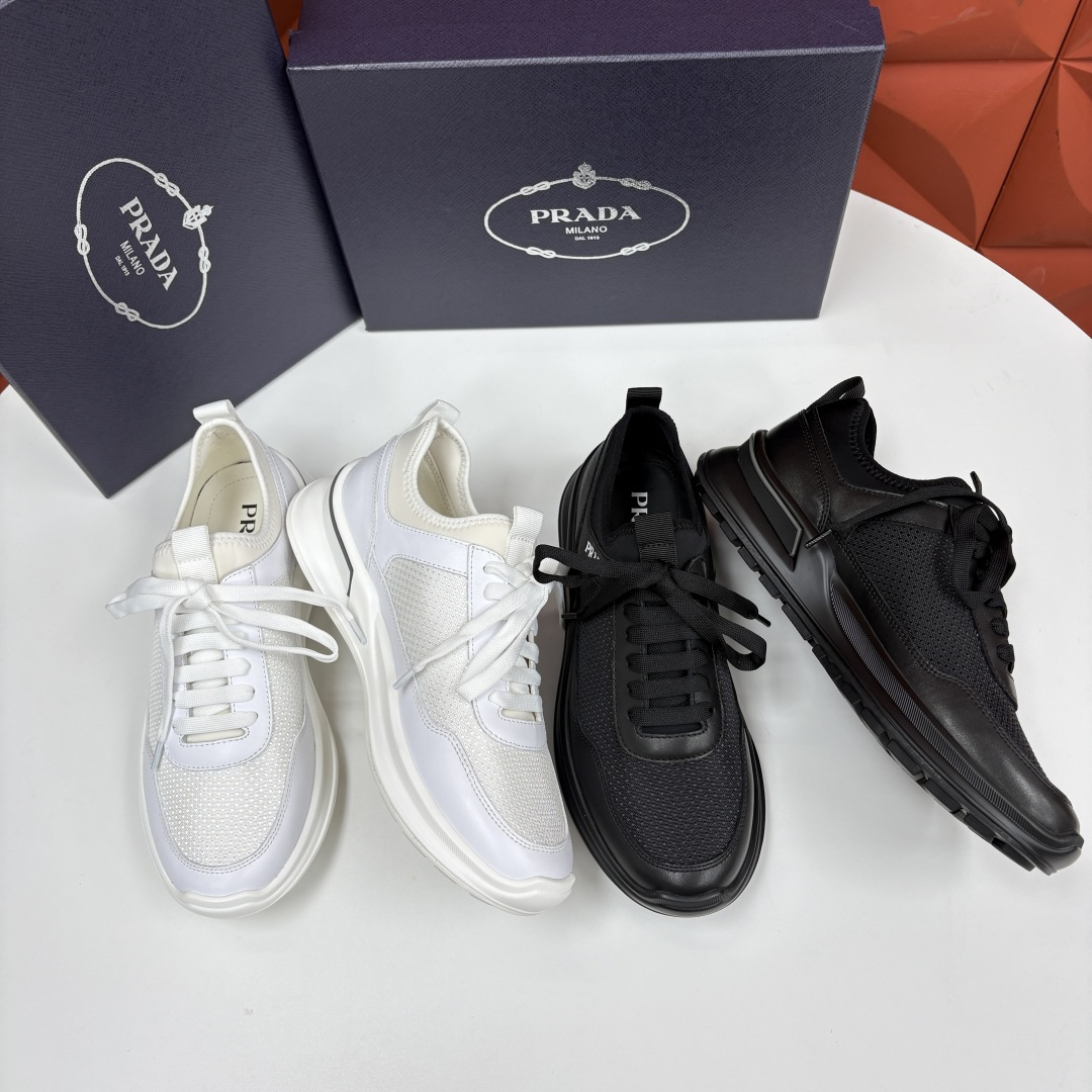 💋💍P 家新品  Prad* 普拉-达   新款男士小牛皮拼网布运动鞋出货！ 莞产猛货。机能风休闲鞋 | 豪门贵公子的“
