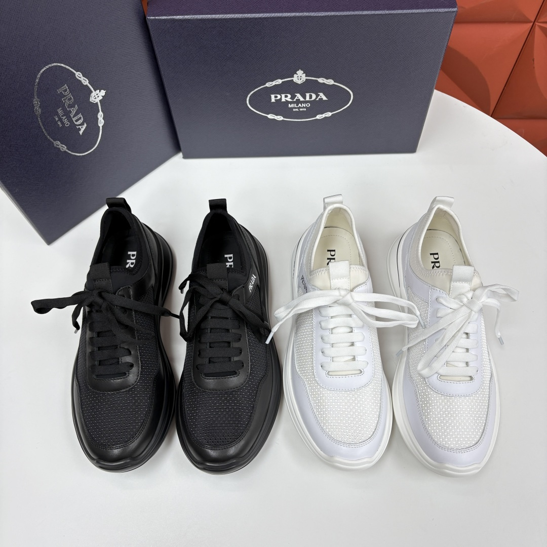 💋💍P 家新品  Prad* 普拉-达   新款男士小牛皮拼网布运动鞋出货！ 莞产猛货。机能风休闲鞋 | 豪门贵公子的“