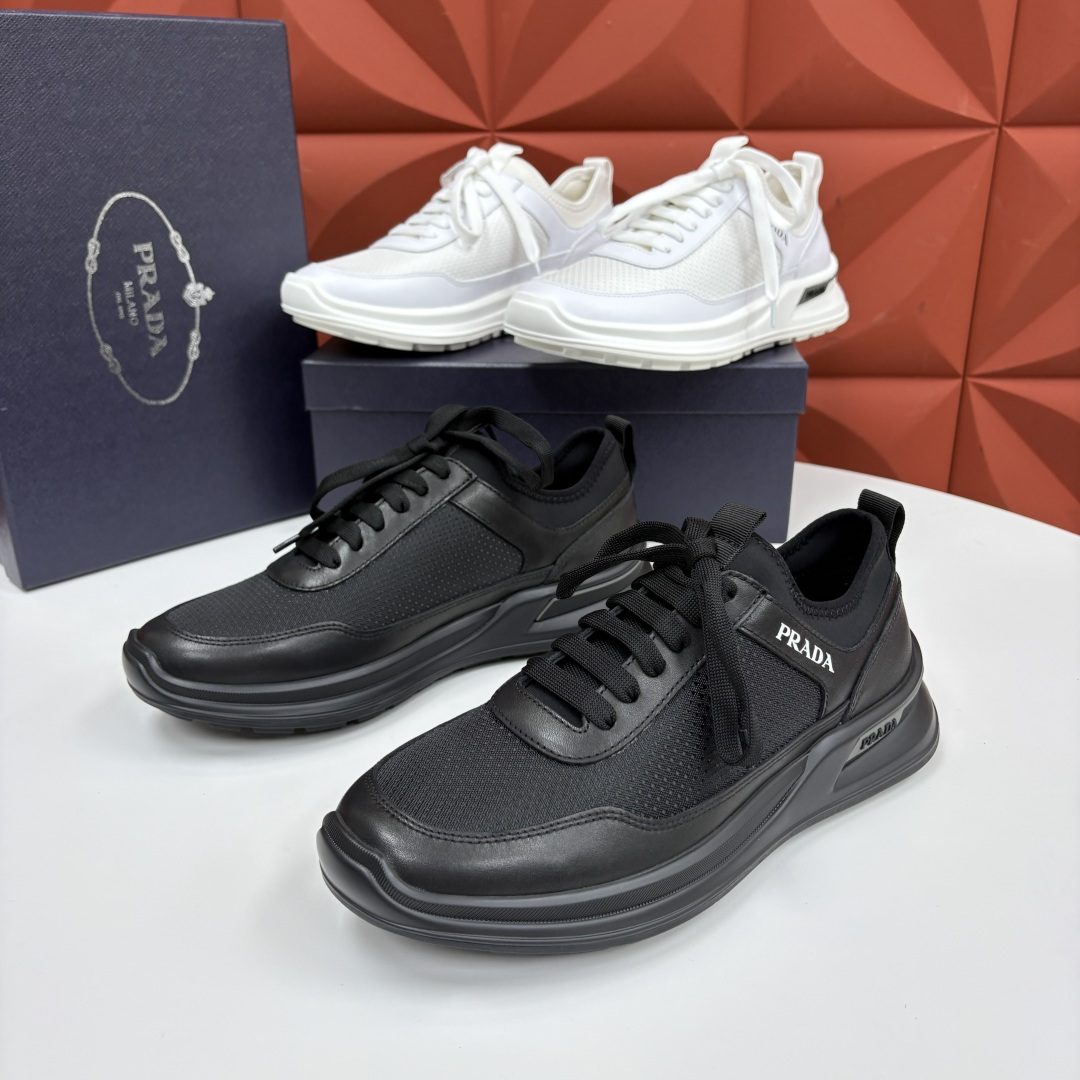 💋💍P 家新品  Prad* 普拉-达   新款男士小牛皮拼网布运动鞋出货！ 莞产猛货。机能风休闲鞋 | 豪门贵公子的“