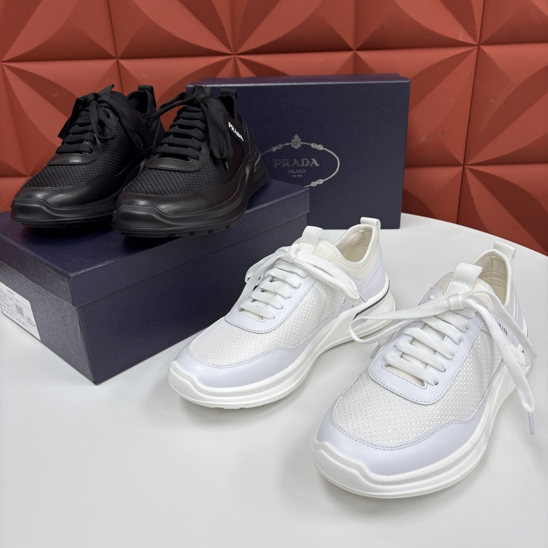 💋💍P 家新品  Prad* 普拉-达   新款男士小牛皮拼网布运动鞋出货！ 莞产猛货。机能风休闲鞋 | 豪门贵公子的“