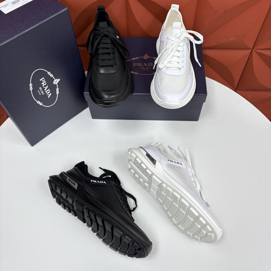 💋💍P 家新品  Prad* 普拉-达   新款男士小牛皮拼网布运动鞋出货！ 莞产猛货。机能风休闲鞋 | 豪门贵公子的“