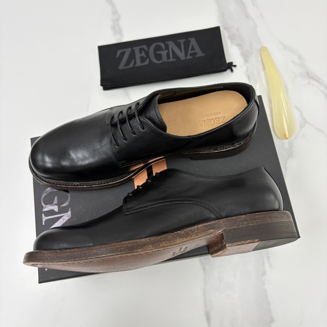 💋💍Zegn* 杰尼～亚  Siena Flex 德比鞋 新款 男士商务休闲皮鞋，采用进口开边珠/牛皮制作，脚感非常舒适