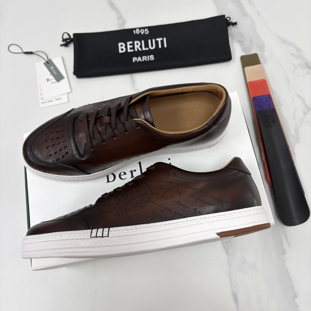 💋💍Berlut*  布鲁提  play time  休闲运动鞋板鞋  法式绅士轻奢代表作，将品牌标志性Scritto手
