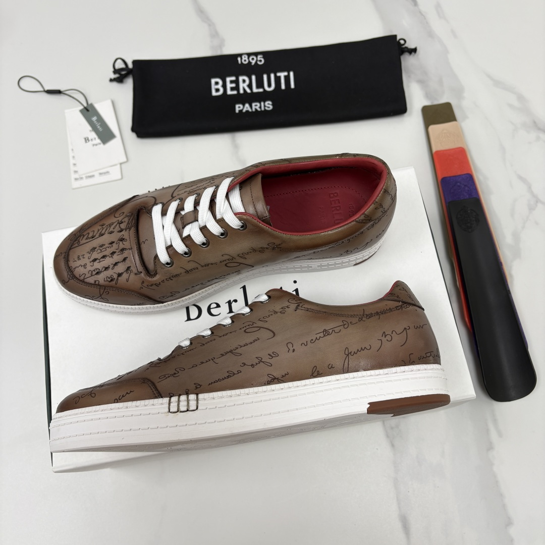 💋💍Berlut*  布鲁提  play time  休闲运动鞋板鞋  法式绅士轻奢代表作，将品牌标志性Scritto手