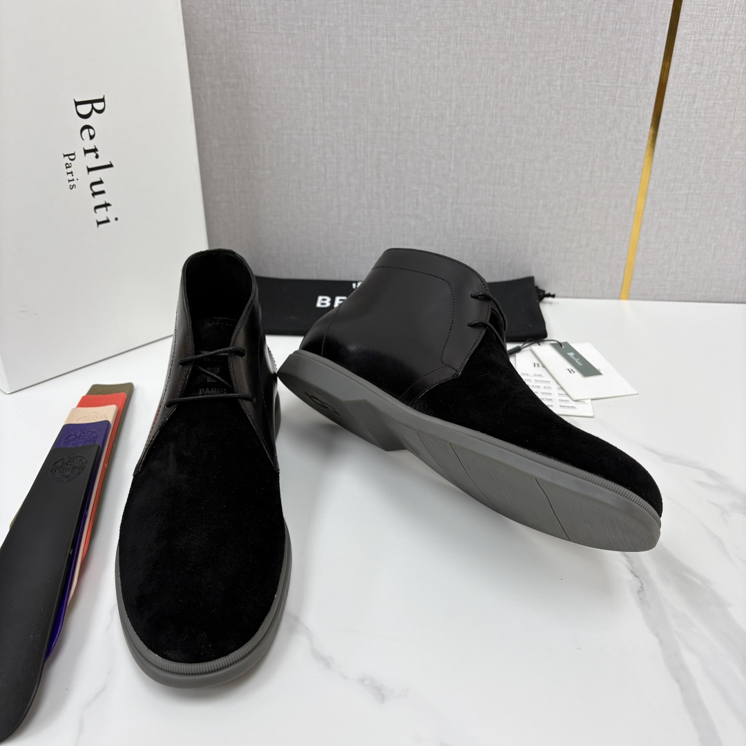 💋💍Berlut* 布鲁提 复古反绒麂皮沙漠靴 男士系带高帮短靴 轻奢商务休闲靴 鞋面甄选优质反绒麂皮拼接 💋💍Berlut* 布鲁提 复古反绒麂皮沙漠靴 男士系带高帮短靴 轻奢商务休闲靴 鞋面甄选优质反绒麂皮拼接