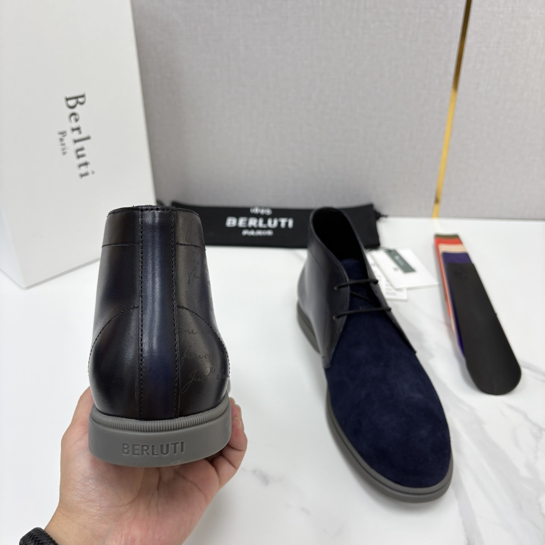 💋💍Berlut* 布鲁提 复古反绒麂皮沙漠靴 男士系带高帮短靴 轻奢商务休闲靴 鞋面甄选优质反绒麂皮拼接 💋💍Berlut* 布鲁提 复古反绒麂皮沙漠靴 男士系带高帮短靴 轻奢商务休闲靴 鞋面甄选优质反绒麂皮拼接