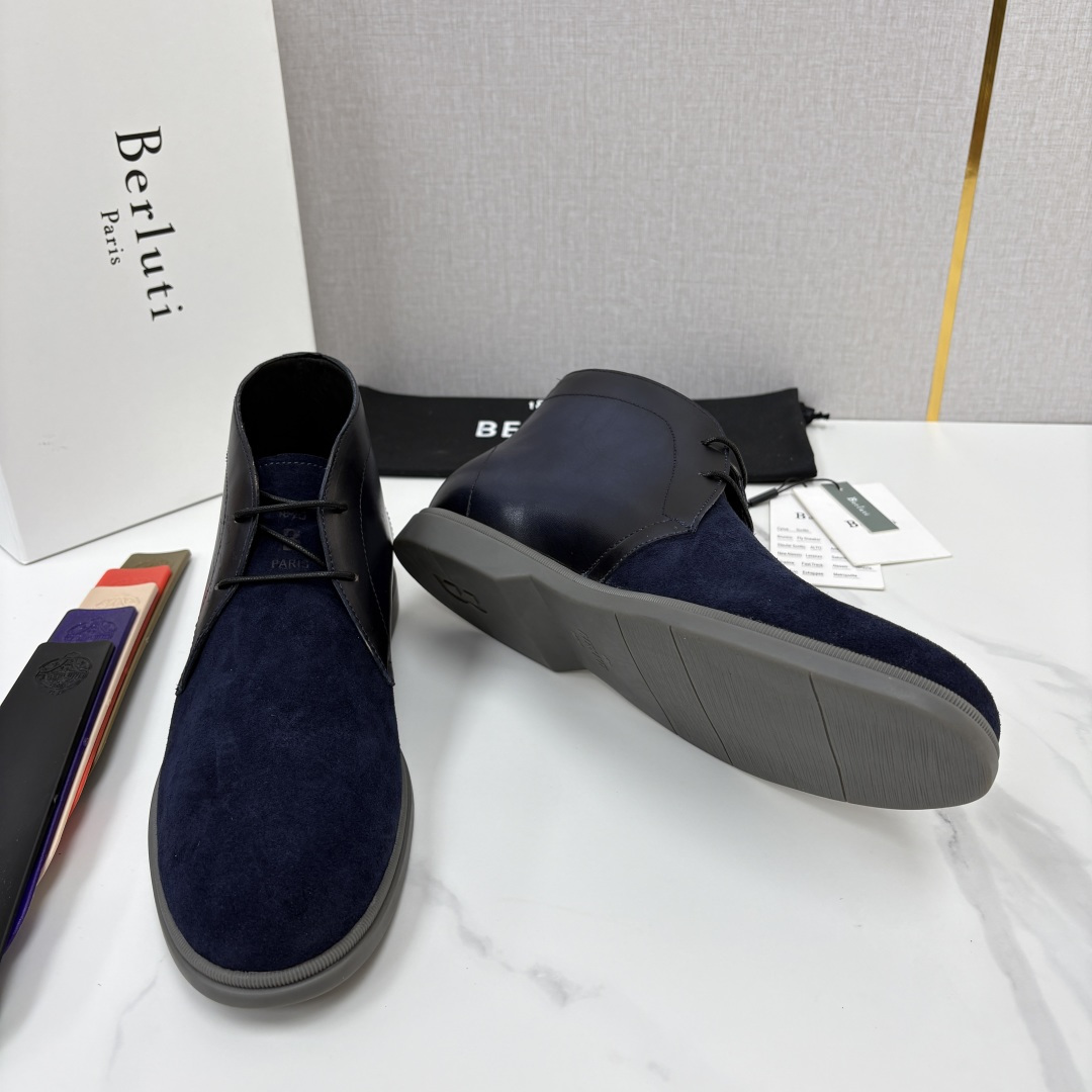 💋💍Berlut* 布鲁提 复古反绒麂皮沙漠靴 男士系带高帮短靴 轻奢商务休闲靴 鞋面甄选优质反绒麂皮拼接 💋💍Berlut* 布鲁提 复古反绒麂皮沙漠靴 男士系带高帮短靴 轻奢商务休闲靴 鞋面甄选优质反绒麂皮拼接