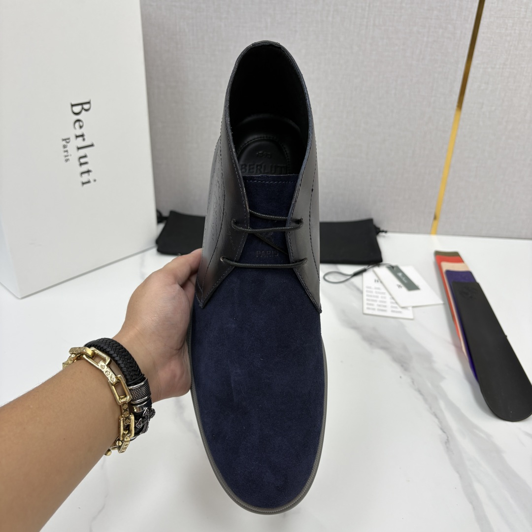 💋💍Berlut* 布鲁提 复古反绒麂皮沙漠靴 男士系带高帮短靴 轻奢商务休闲靴 鞋面甄选优质反绒麂皮拼接 💋💍Berlut* 布鲁提 复古反绒麂皮沙漠靴 男士系带高帮短靴 轻奢商务休闲靴 鞋面甄选优质反绒麂皮拼接