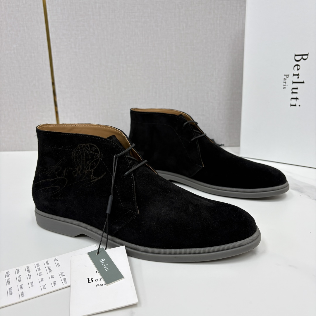 💋💍Berlut* 布鲁提 复古反绒麂皮沙漠靴 男士系带高帮短靴 轻奢商务休闲靴 鞋面精选高品质反绒麂皮, 💋💍Berlut* 布鲁提 复古反绒麂皮沙漠靴 男士系带高帮短靴 轻奢商务休闲靴 鞋面精选高品质反绒麂皮,