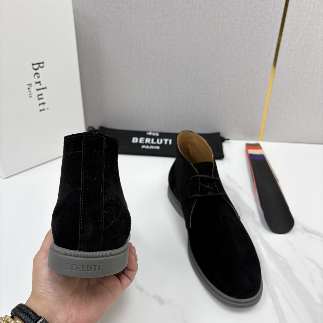 💋💍Berlut* 布鲁提 复古反绒麂皮沙漠靴 男士系带高帮短靴 轻奢商务休闲靴 鞋面精选高品质反绒麂皮, 💋💍Berlut* 布鲁提 复古反绒麂皮沙漠靴 男士系带高帮短靴 轻奢商务休闲靴 鞋面精选高品质反绒麂皮,