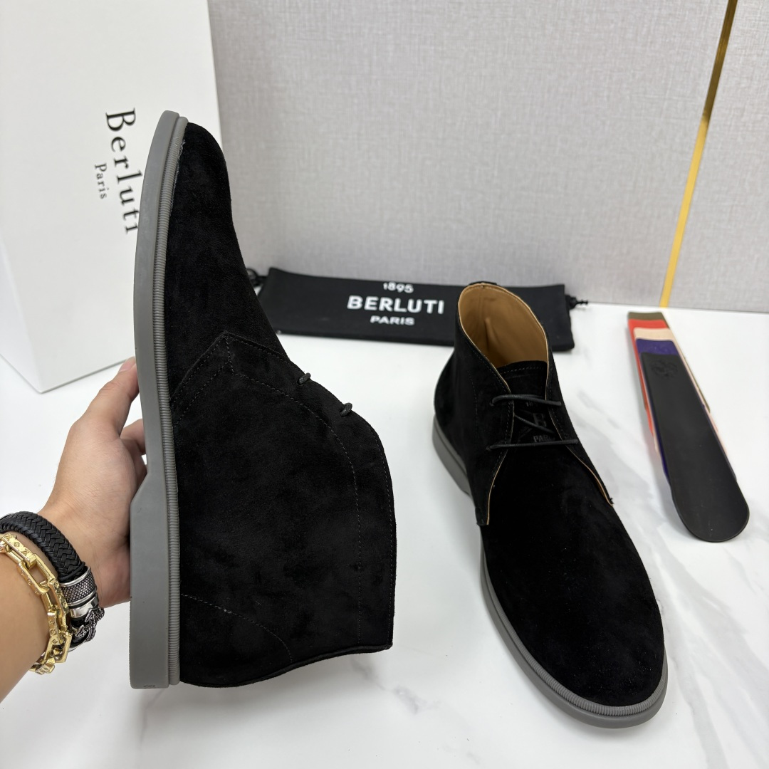 💋💍Berlut* 布鲁提 复古反绒麂皮沙漠靴 男士系带高帮短靴 轻奢商务休闲靴 鞋面精选高品质反绒麂皮, 💋💍Berlut* 布鲁提 复古反绒麂皮沙漠靴 男士系带高帮短靴 轻奢商务休闲靴 鞋面精选高品质反绒麂皮,