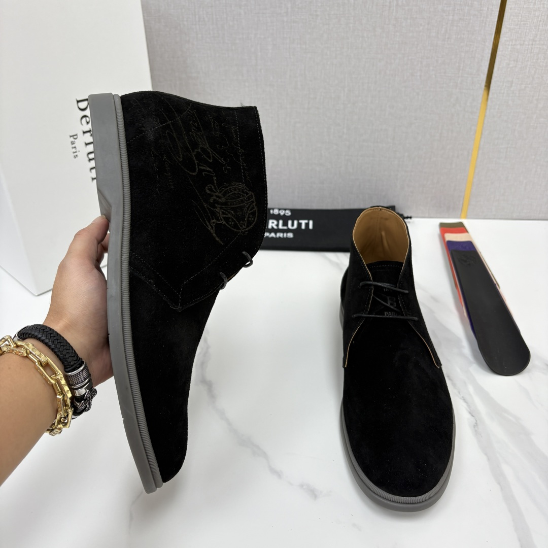 💋💍Berlut* 布鲁提 复古反绒麂皮沙漠靴 男士系带高帮短靴 轻奢商务休闲靴 鞋面精选高品质反绒麂皮, 💋💍Berlut* 布鲁提 复古反绒麂皮沙漠靴 男士系带高帮短靴 轻奢商务休闲靴 鞋面精选高品质反绒麂皮,