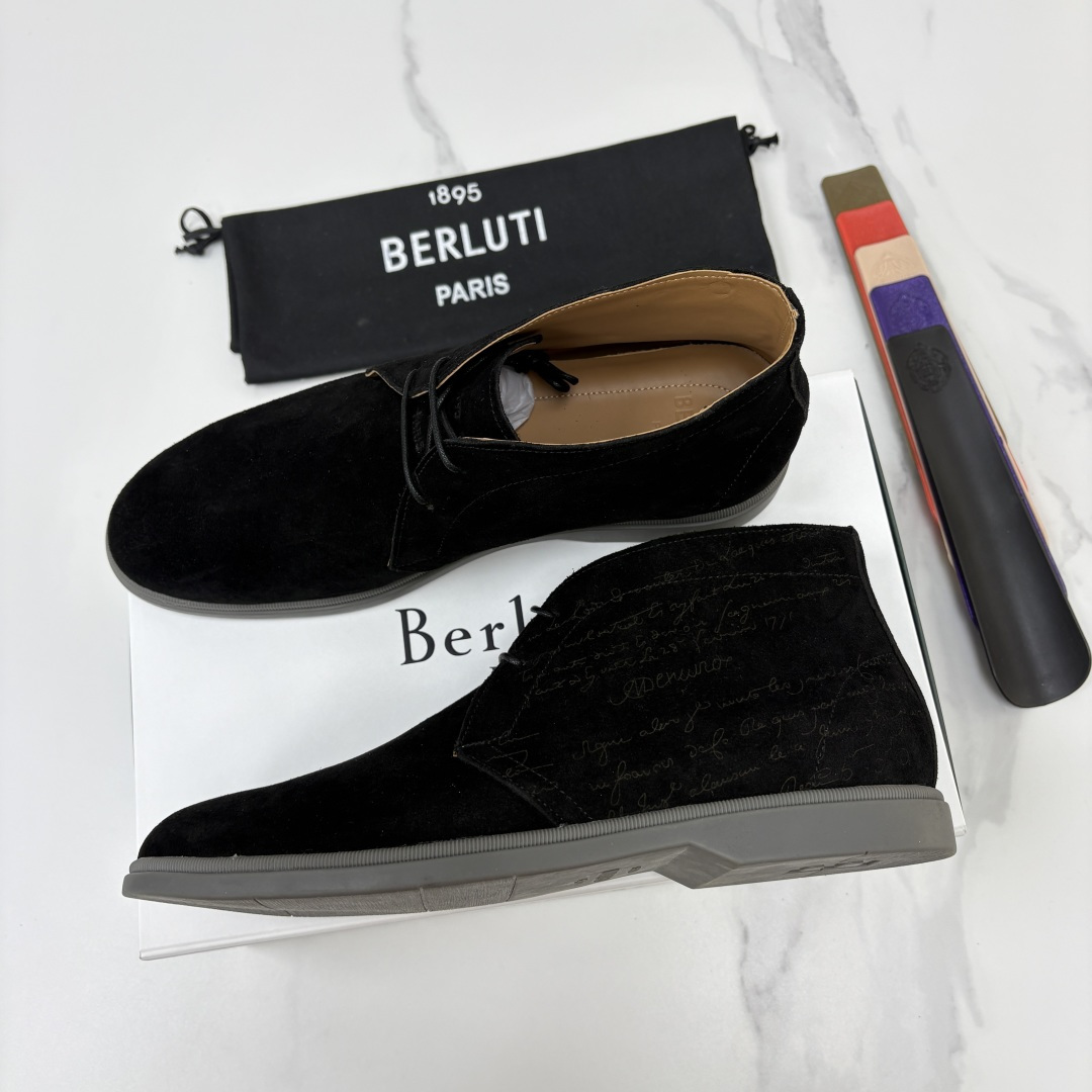 💋💍Berlut* 布鲁提 复古反绒麂皮沙漠靴 男士系带高帮短靴 轻奢商务休闲靴 鞋面精选高品质反绒麂皮, 💋💍Berlut* 布鲁提 复古反绒麂皮沙漠靴 男士系带高帮短靴 轻奢商务休闲靴 鞋面精选高品质反绒麂皮,