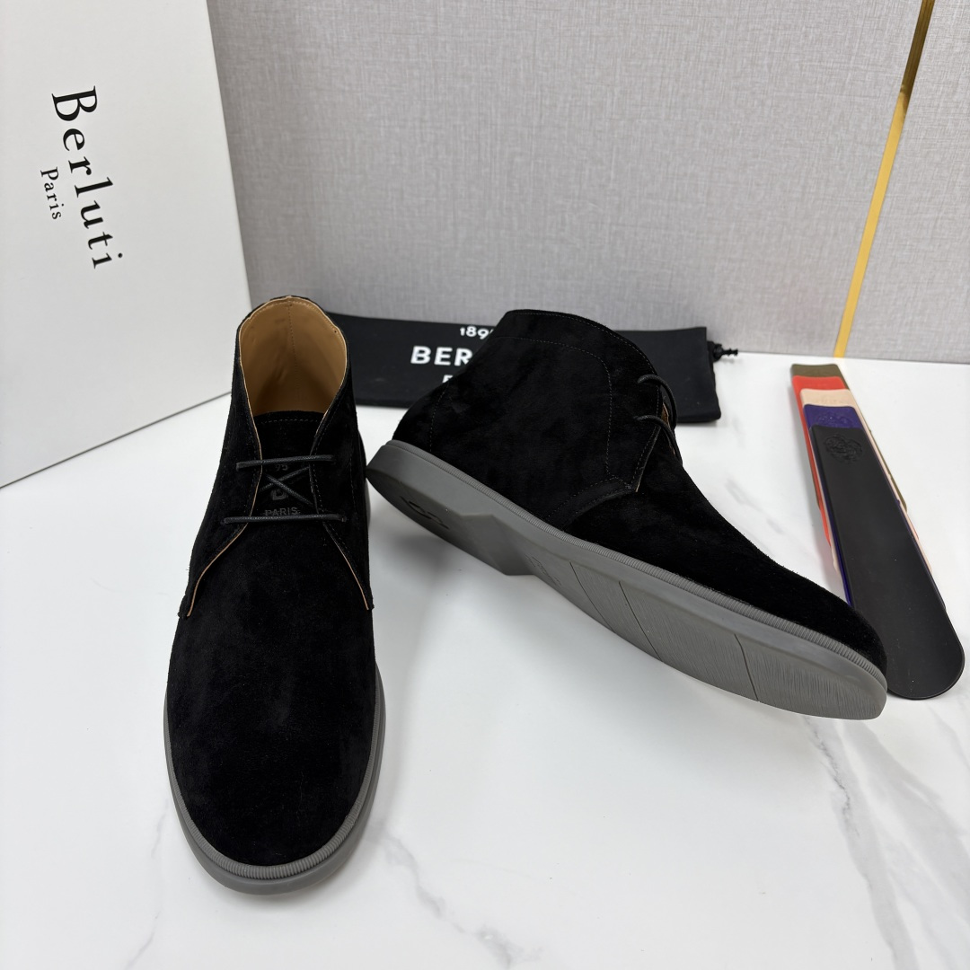 💋💍Berlut* 布鲁提 复古反绒麂皮沙漠靴 男士系带高帮短靴 轻奢商务休闲靴 鞋面精选高品质反绒麂皮, 💋💍Berlut* 布鲁提 复古反绒麂皮沙漠靴 男士系带高帮短靴 轻奢商务休闲靴 鞋面精选高品质反绒麂皮,
