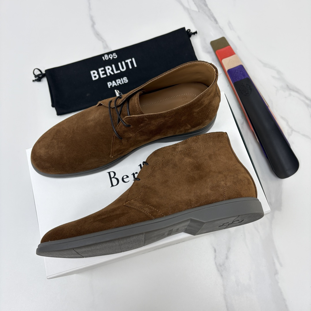 💋💍Berlut* 布鲁提 复古反绒麂皮沙漠靴 男士系带高帮短靴 轻奢商务休闲靴 鞋面精选高品质反绒麂皮, 💋💍Berlut* 布鲁提 复古反绒麂皮沙漠靴 男士系带高帮短靴 轻奢商务休闲靴 鞋面精选高品质反绒麂皮,