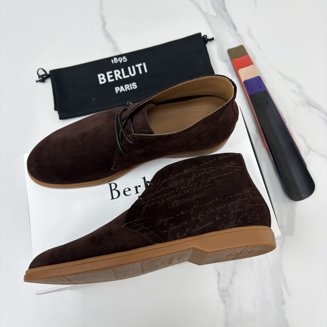 💋💍Berlut* 布鲁提 复古反绒麂皮沙漠靴 男士系带高帮短靴 轻奢商务休闲靴 鞋面精选高品质反绒麂皮, 💋💍Berlut* 布鲁提 复古反绒麂皮沙漠靴 男士系带高帮短靴 轻奢商务休闲靴 鞋面精选高品质反绒麂皮,