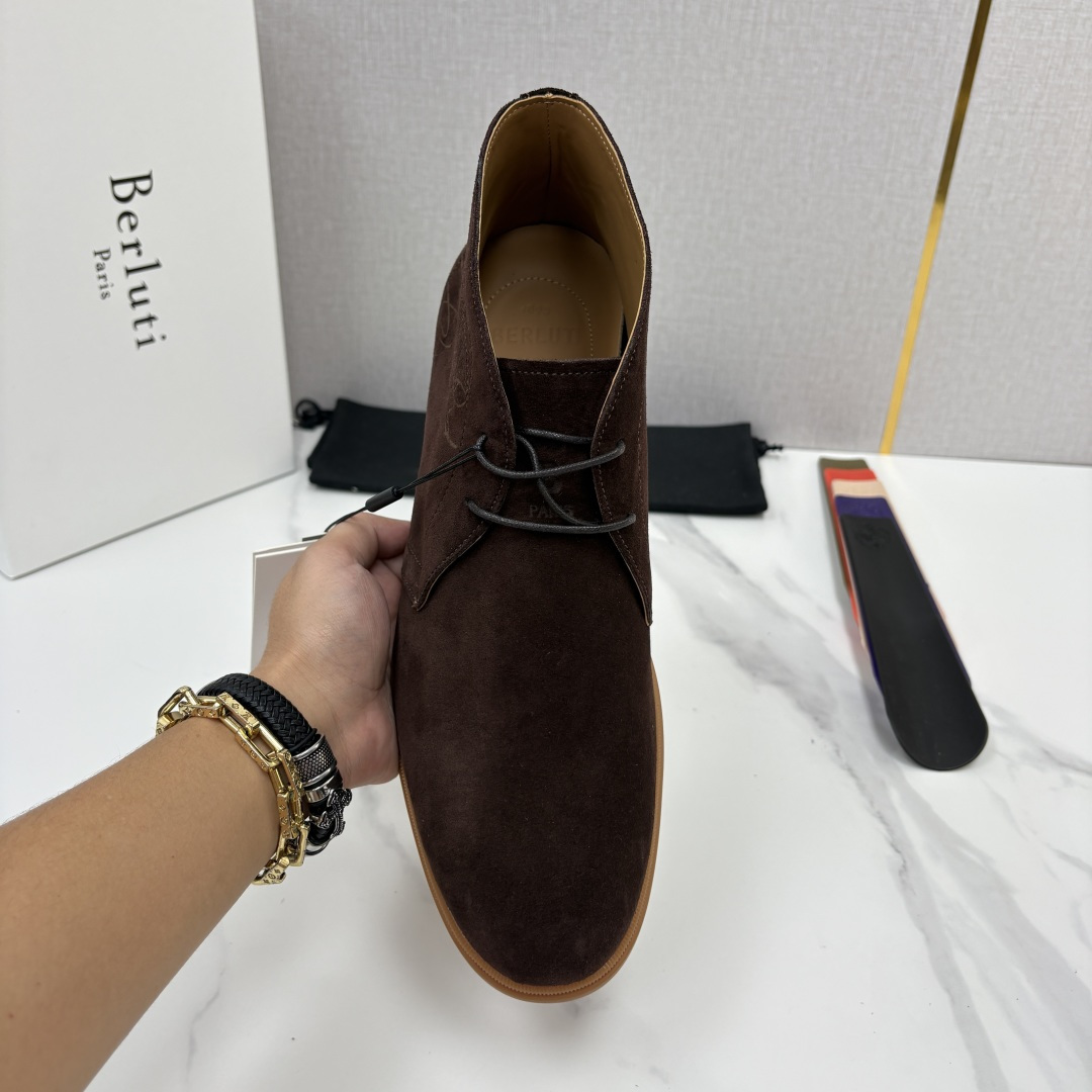 💋💍Berlut* 布鲁提 复古反绒麂皮沙漠靴 男士系带高帮短靴 轻奢商务休闲靴 鞋面精选高品质反绒麂皮, 💋💍Berlut* 布鲁提 复古反绒麂皮沙漠靴 男士系带高帮短靴 轻奢商务休闲靴 鞋面精选高品质反绒麂皮,
