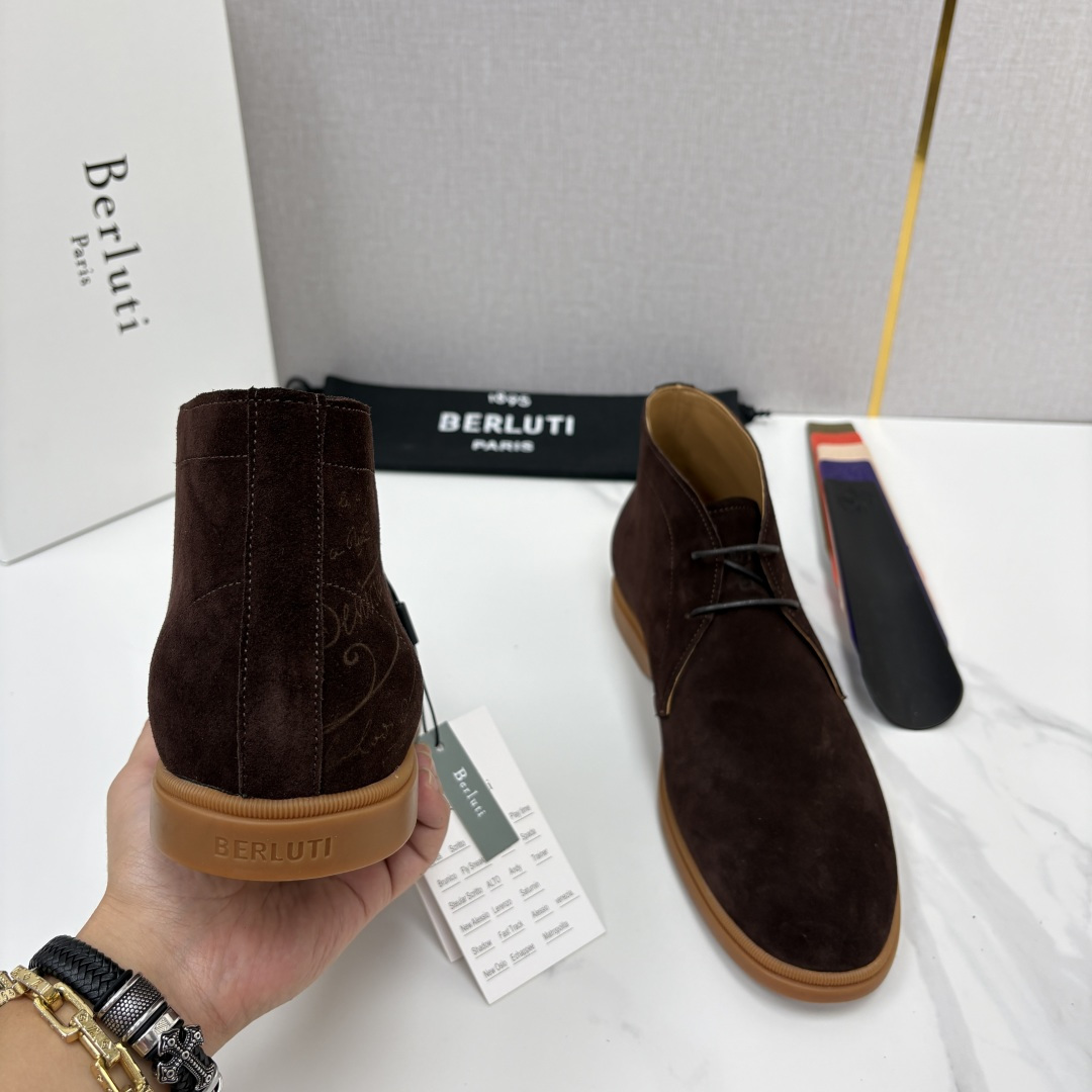 💋💍Berlut* 布鲁提 复古反绒麂皮沙漠靴 男士系带高帮短靴 轻奢商务休闲靴 鞋面精选高品质反绒麂皮, 💋💍Berlut* 布鲁提 复古反绒麂皮沙漠靴 男士系带高帮短靴 轻奢商务休闲靴 鞋面精选高品质反绒麂皮,