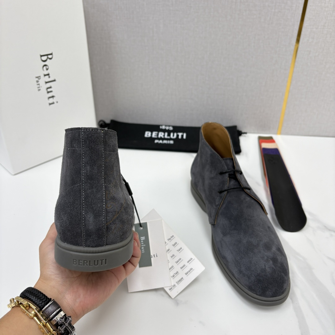 💋💍Berlut* 布鲁提 复古反绒麂皮沙漠靴 男士系带高帮短靴 轻奢商务休闲靴 鞋面精选高品质反绒麂皮, 💋💍Berlut* 布鲁提 复古反绒麂皮沙漠靴 男士系带高帮短靴 轻奢商务休闲靴 鞋面精选高品质反绒麂皮,