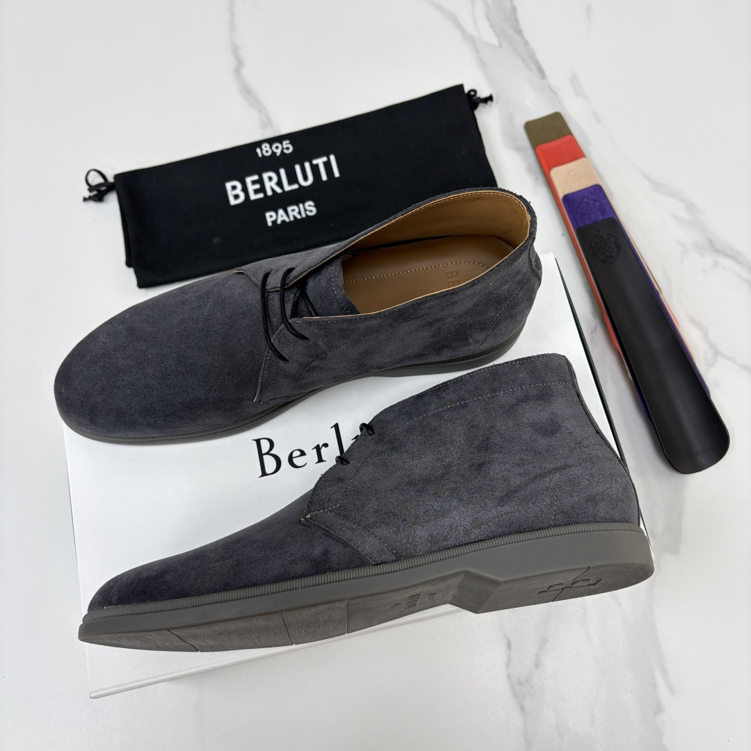 💋💍Berlut* 布鲁提 复古反绒麂皮沙漠靴 男士系带高帮短靴 轻奢商务休闲靴 鞋面精选高品质反绒麂皮, 💋💍Berlut* 布鲁提 复古反绒麂皮沙漠靴 男士系带高帮短靴 轻奢商务休闲靴 鞋面精选高品质反绒麂皮,