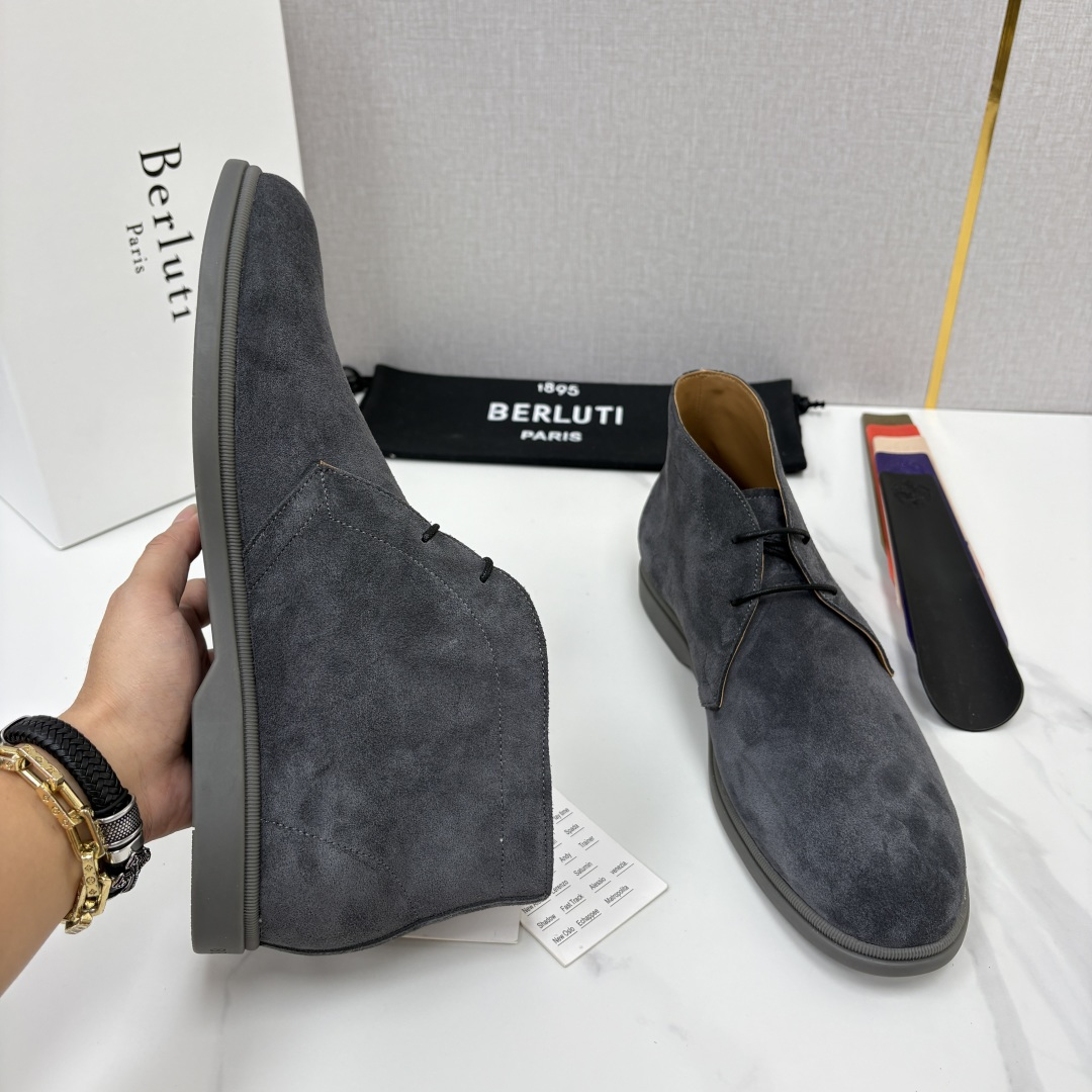 💋💍Berlut* 布鲁提 复古反绒麂皮沙漠靴 男士系带高帮短靴 轻奢商务休闲靴 鞋面精选高品质反绒麂皮, 💋💍Berlut* 布鲁提 复古反绒麂皮沙漠靴 男士系带高帮短靴 轻奢商务休闲靴 鞋面精选高品质反绒麂皮,
