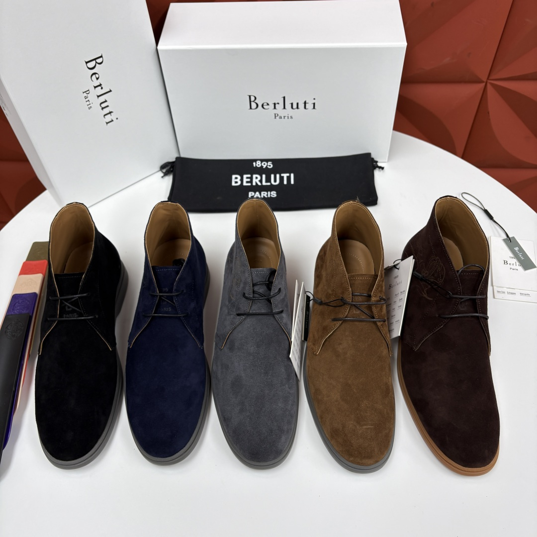 💋💍Berlut* 布鲁提 复古反绒麂皮沙漠靴 男士系带高帮短靴 轻奢商务休闲靴 鞋面精选高品质反绒麂皮, 💋💍Berlut* 布鲁提 复古反绒麂皮沙漠靴 男士系带高帮短靴 轻奢商务休闲靴 鞋面精选高品质反绒麂皮,