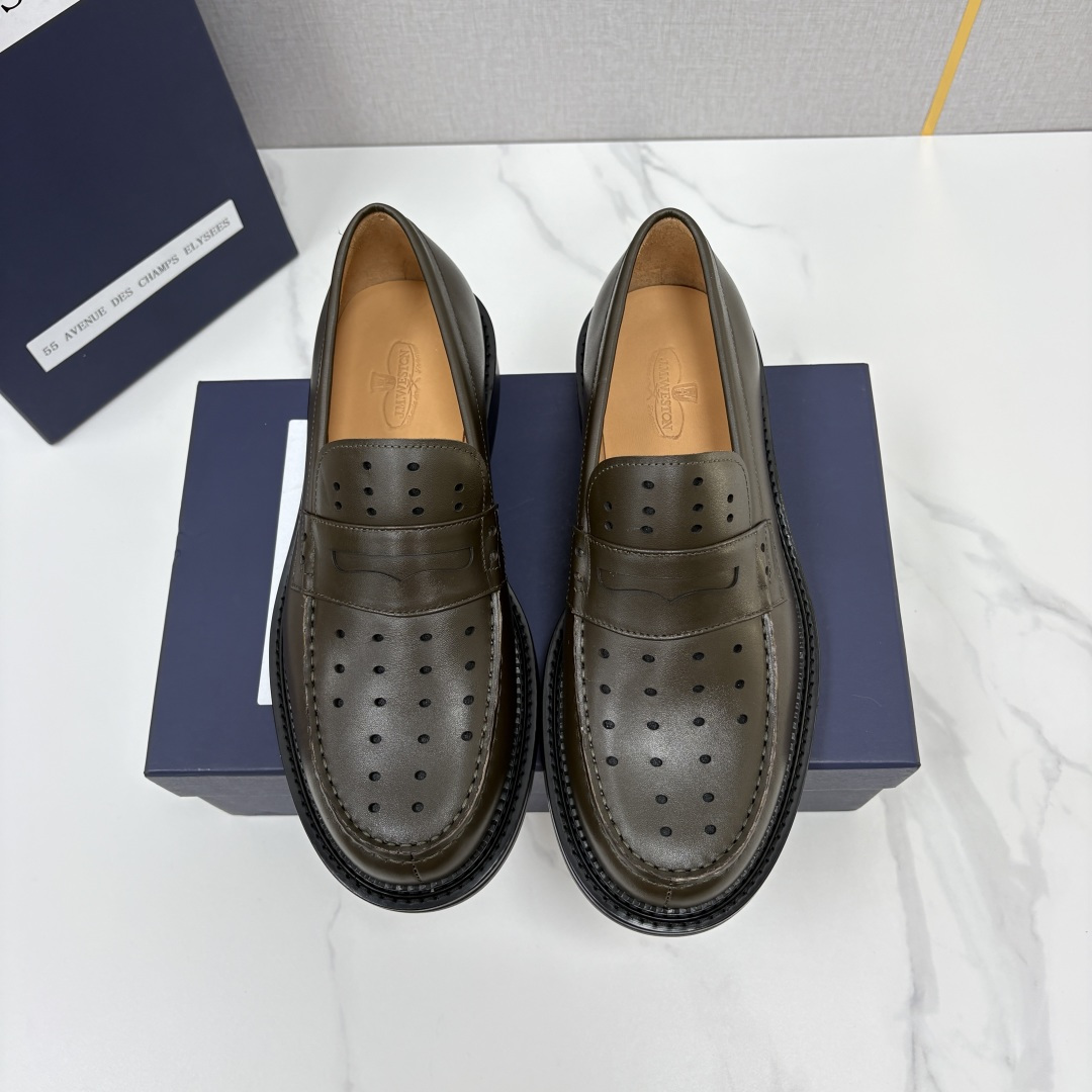 Berluti Olive Perforated Loafers