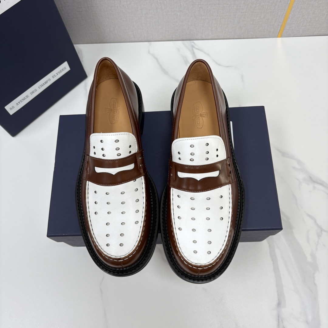 Berluti White Brown Perforated Loafers