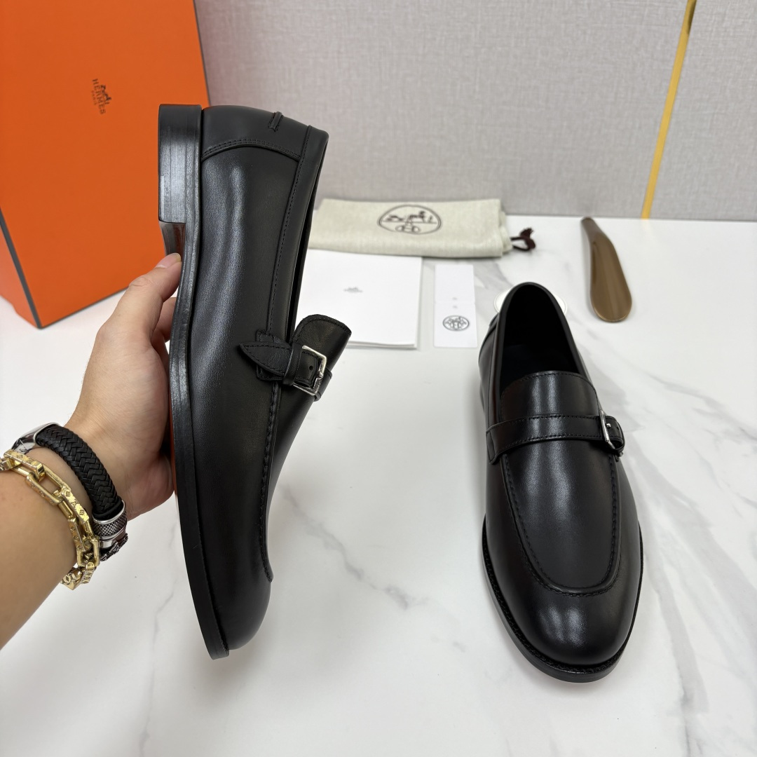 💋💍H家 Herme*/爱马-仕 新品Paris乐福鞋皮鞋  官方 9,800   采用进口牛皮/开边珠亮皮/粒面牛皮/