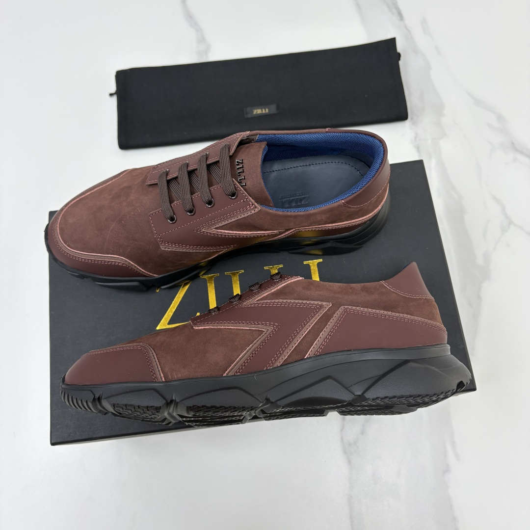 💋💍ZL家新品  Zill* 兹-利  是1970创立的法国奢侈男装品牌   缝线装饰男士休闲运动鞋 当法式奢华邂逅意式