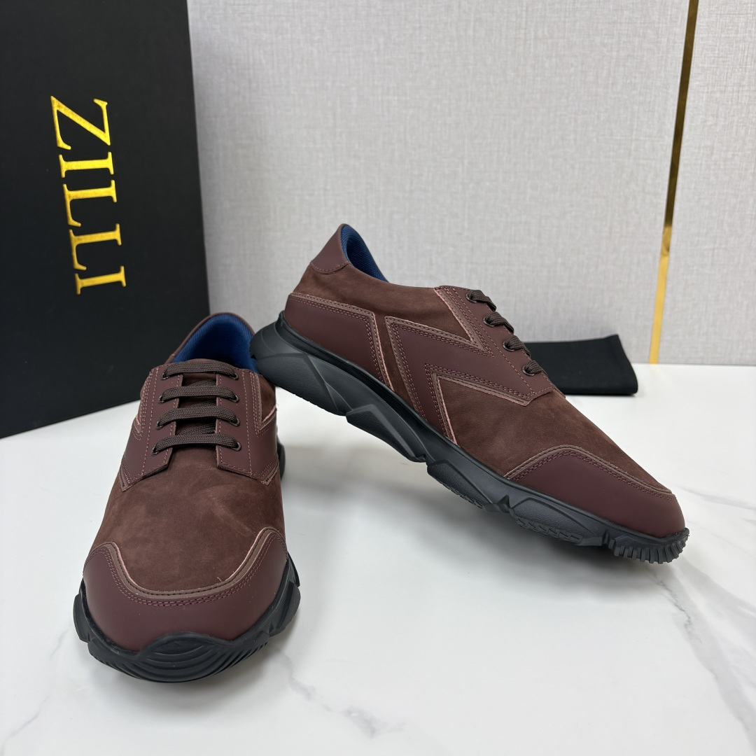 💋💍ZL家新品  Zill* 兹-利  是1970创立的法国奢侈男装品牌   缝线装饰男士休闲运动鞋 当法式奢华邂逅意式