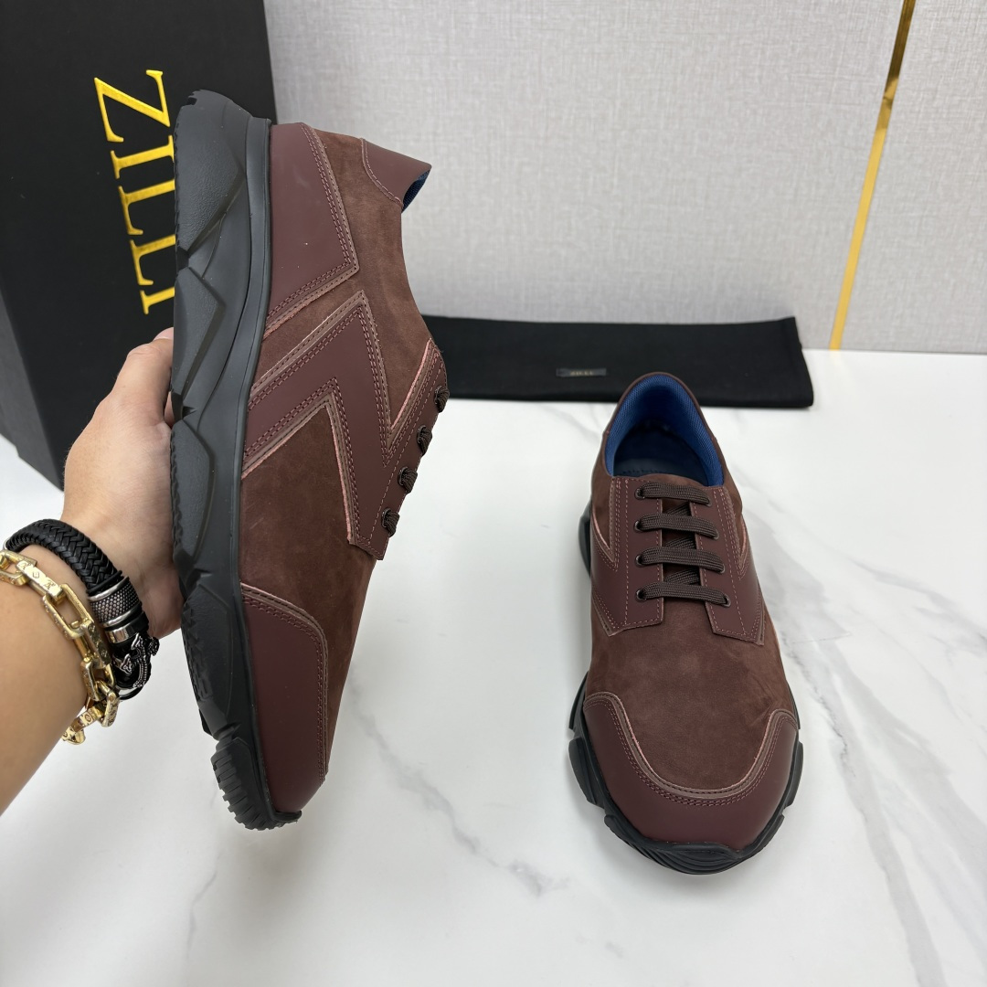 💋💍ZL家新品  Zill* 兹-利  是1970创立的法国奢侈男装品牌   缝线装饰男士休闲运动鞋 当法式奢华邂逅意式